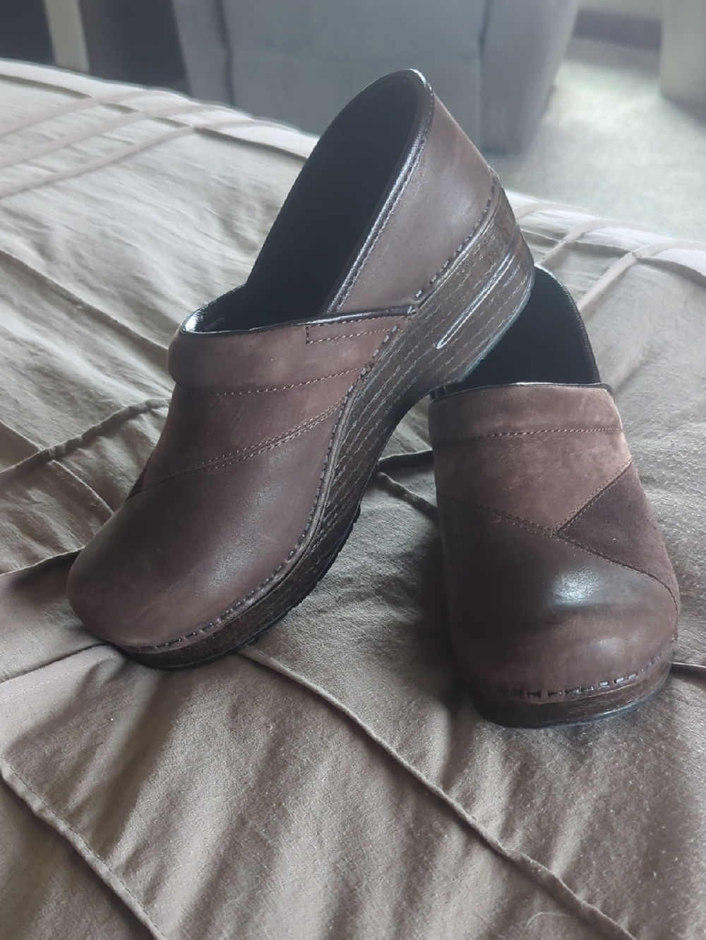 Dansko Brown Leather/Suede Clogs